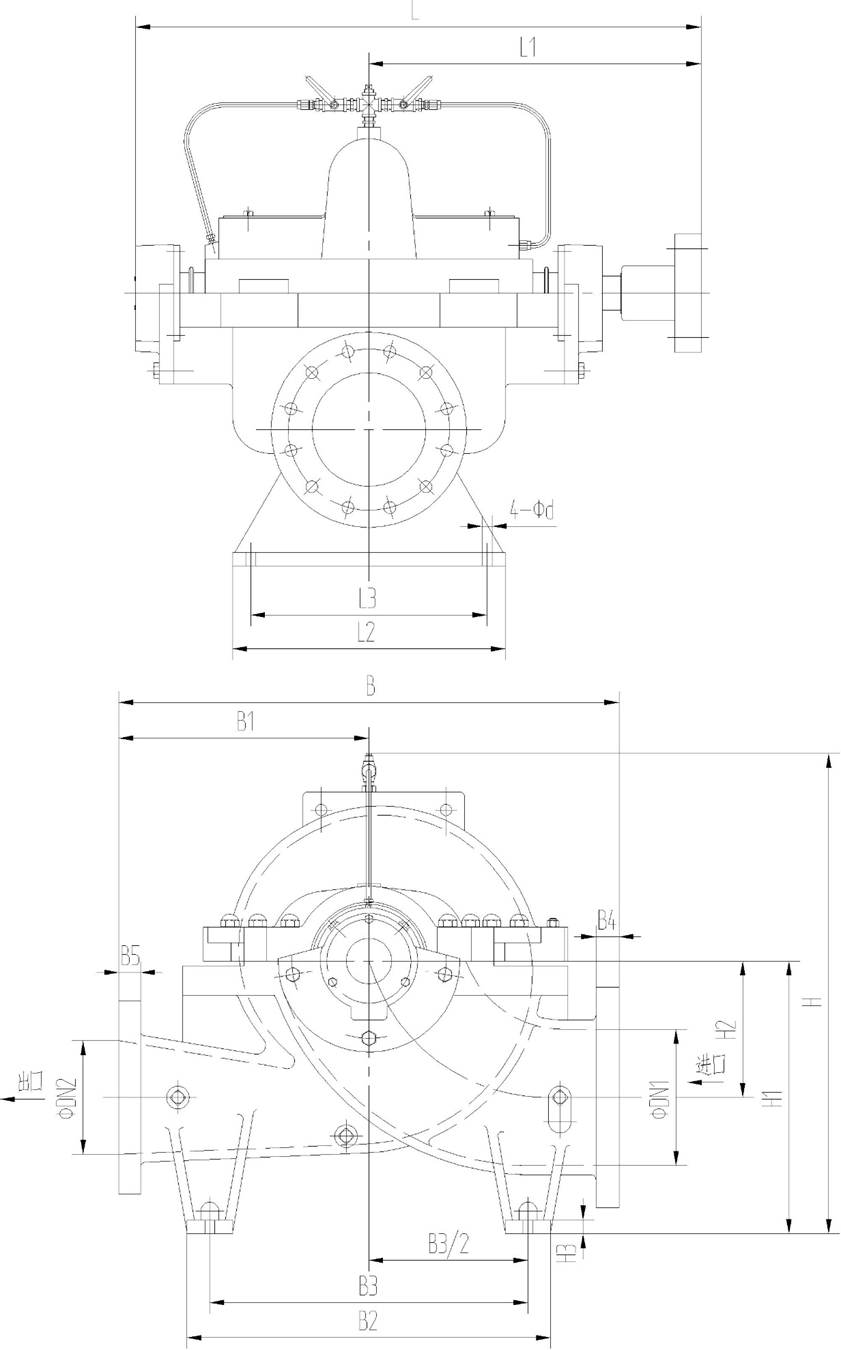 Outline Dimensions Diagram for Small KLS Pumps (KLS80-210 to KLS350-510) Outline Dimensions Diagram for Small KLS Pumps (KLS80-210 to KLS350-510)